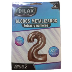 GLOBO NUMERO 2 ROSA GOLD 32" x5