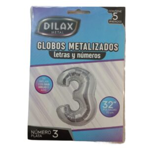 GLOBO NUMERO 3 PLATEADO 32" x5