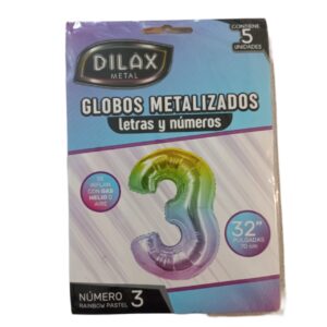 GLOBO NUMERO 3 PASTEL 32" x5
