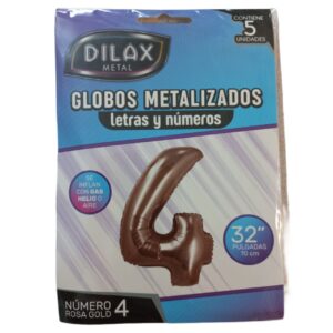 GLOBO NUMERO 4 ROSA GOLD 32" x5