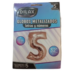 GLOBO NUMERO 5 ROSA GOLD 32" x5