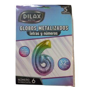 GLOBO NUMERO 6 PASTEL 32" x5