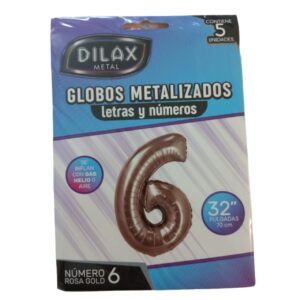 GLOBO NUMERO 6 ROSA GOLD 32" x5