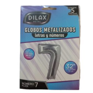 GLOBO NUMERO 7 PLATEADO 32" x5