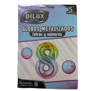 GLOBO NUMERO 8 PASTEL 32" x5