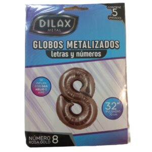 GLOBO NUMERO 8 ROSA GOLD 32" x5