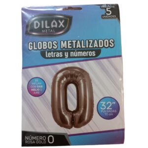 GLOBO NUMERO 0 ROSA GOLD 32" x5