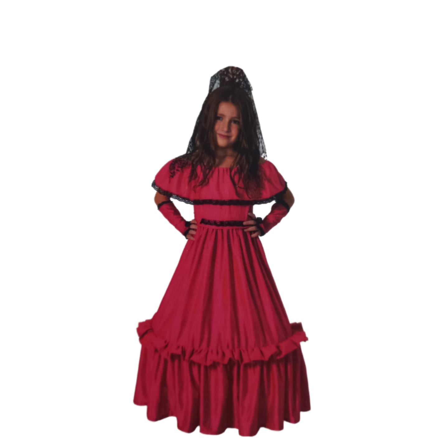 DAMA ANTIGUA CON MITONES Y MANTILLA TALLE