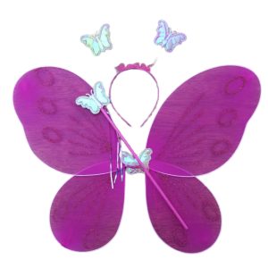 SET MARIPOSA  ALITAS-VARITA-VINCHA FUCSIA X1