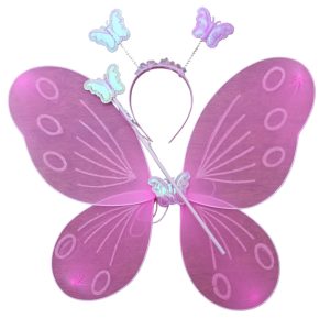 SET MARIPOSA  ALITAS-VARITA-VINCHA ROSA X1