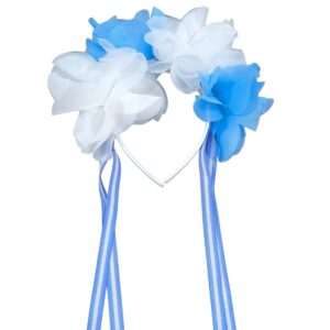 VINCHA 4 FLORES CON CINTA X12