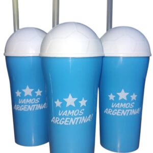 VASO VAMOS ARGENTINA CON TAPA PELOTA Y SORBETE X100